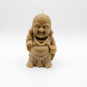 Vela Artesanal de Cera de Abeja con Forma de Buda de la Suerte (Budai Sonriente)