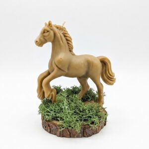 Vela Artesanal de Cera de Abeja con Forma de Caballo